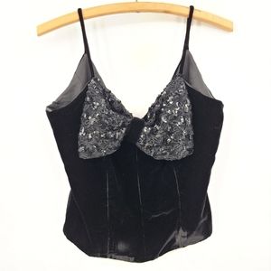 Vintage Holt Renfrew Velvet Tank Big Sequins Front Bow